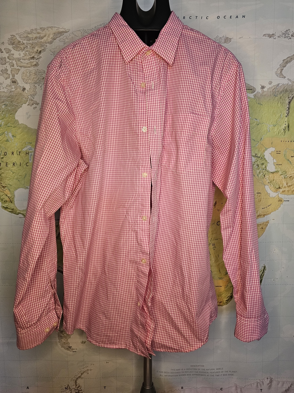 Banana Republic Pink Checked Long-Sleeve Dress Shirt